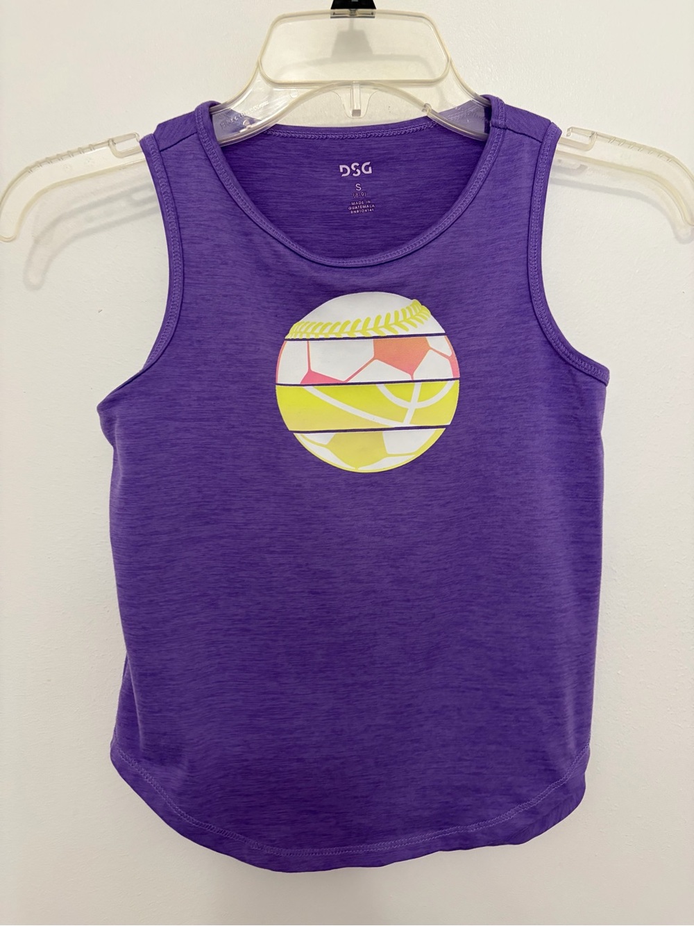 DSG Purple Girls' Tank Top with Yellow & Pink Graphic